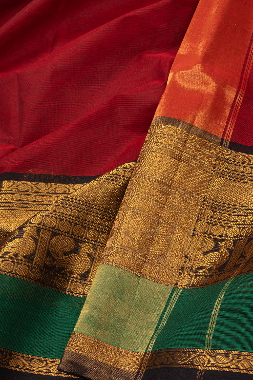 Red Handloom Kanchi Cotton Saree 