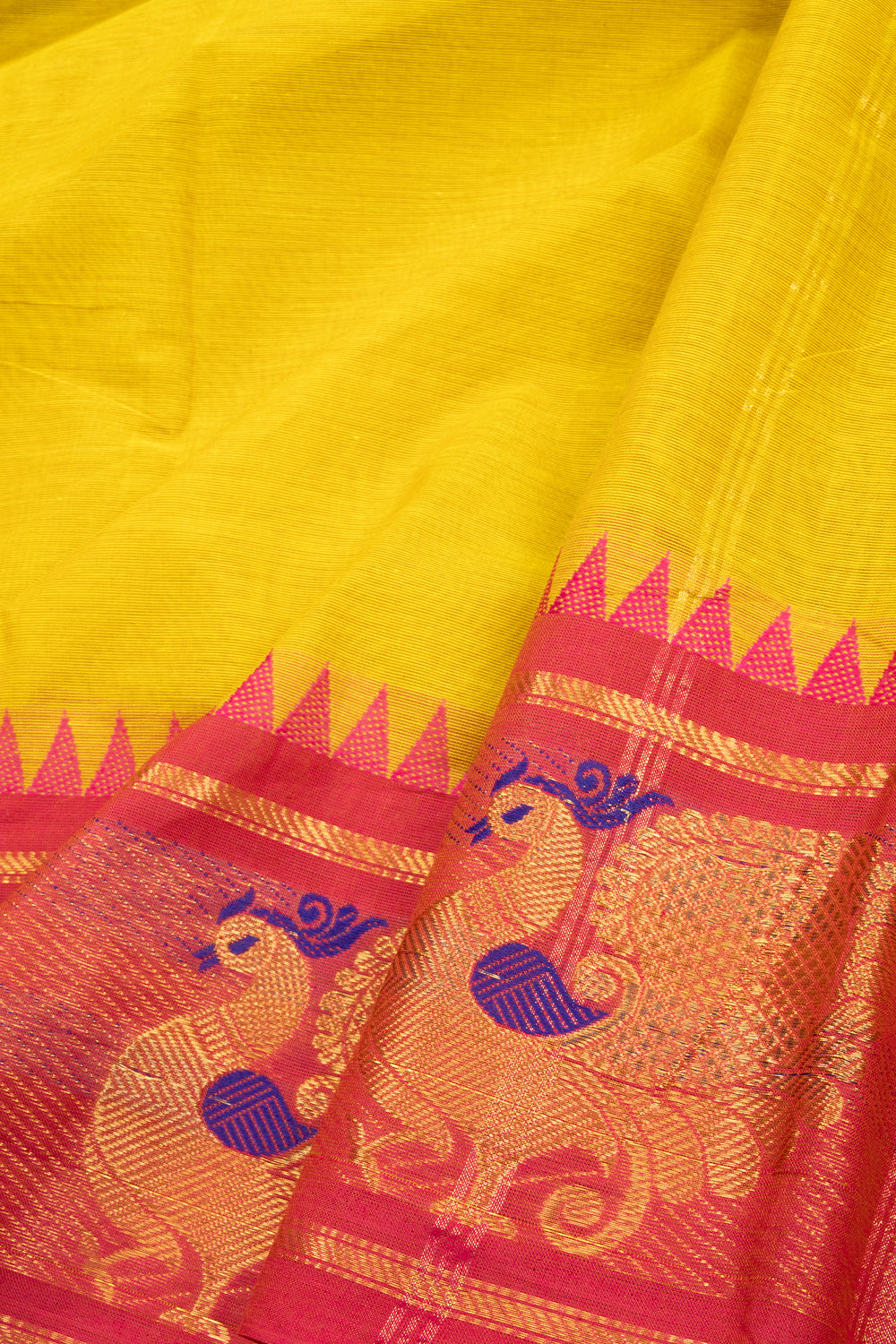 Yellow Handloom Kanchi Cotton Saree 