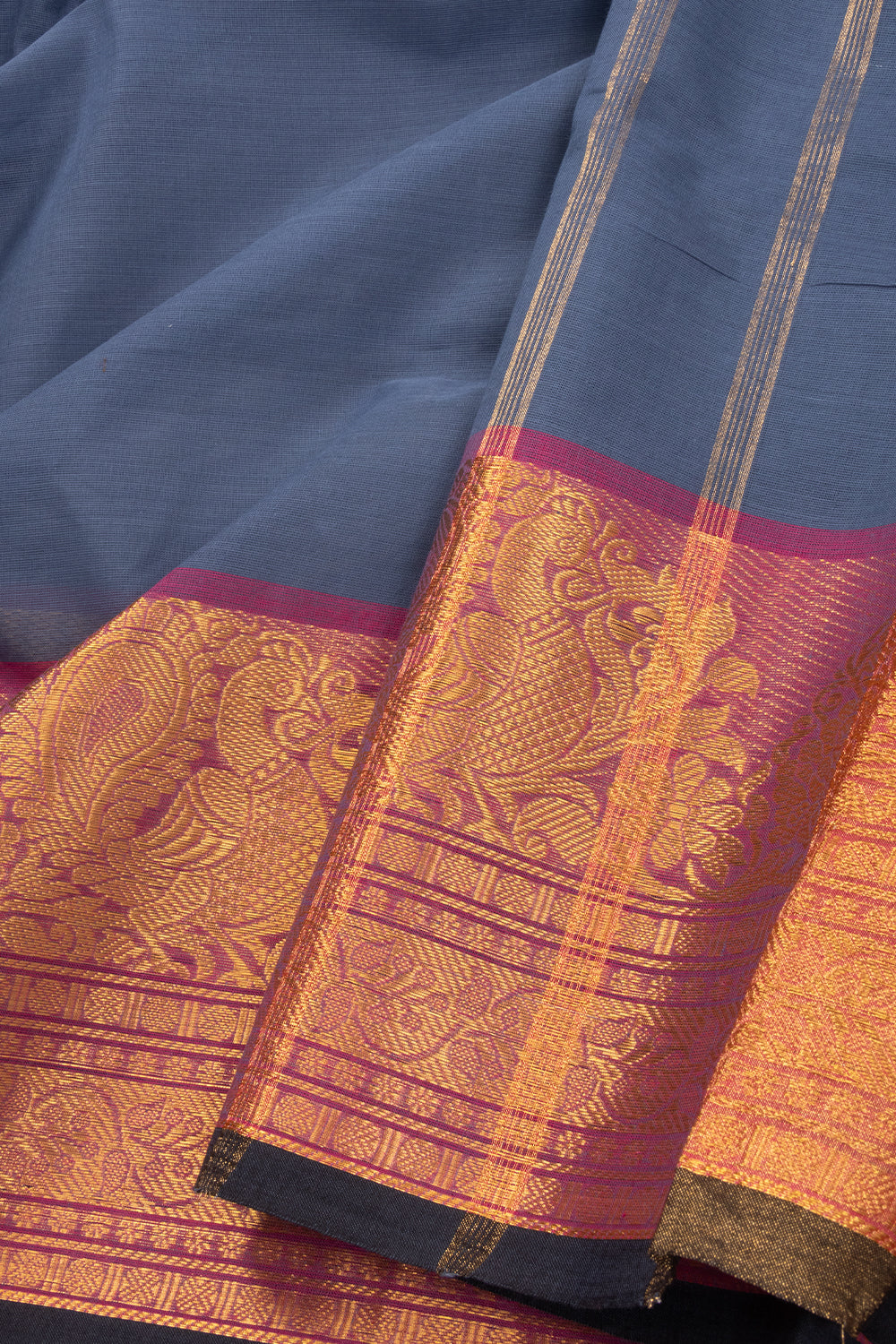 Blue Handloom Kanchi Cotton Saree