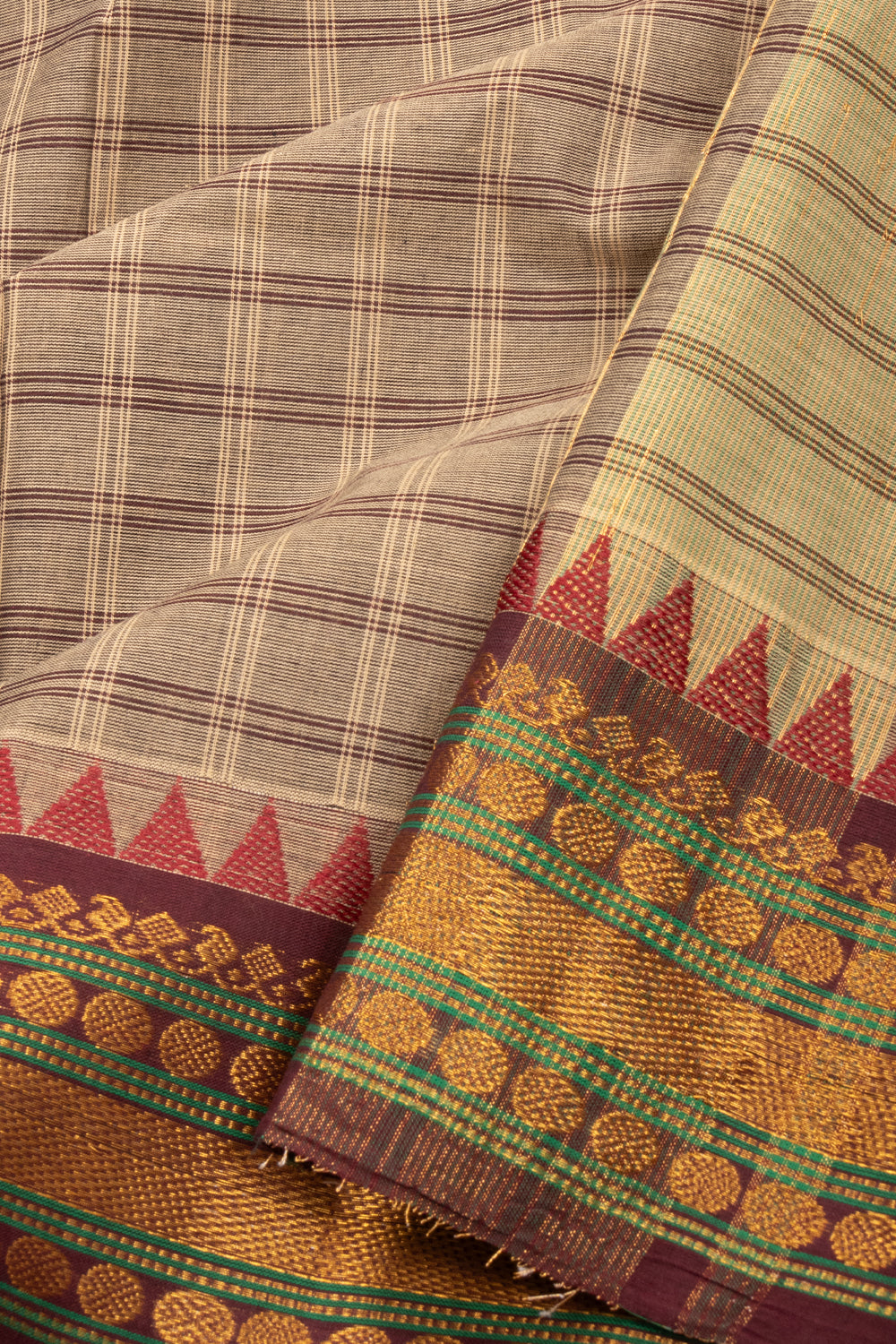 Grey Handloom Kanchi Cotton Saree