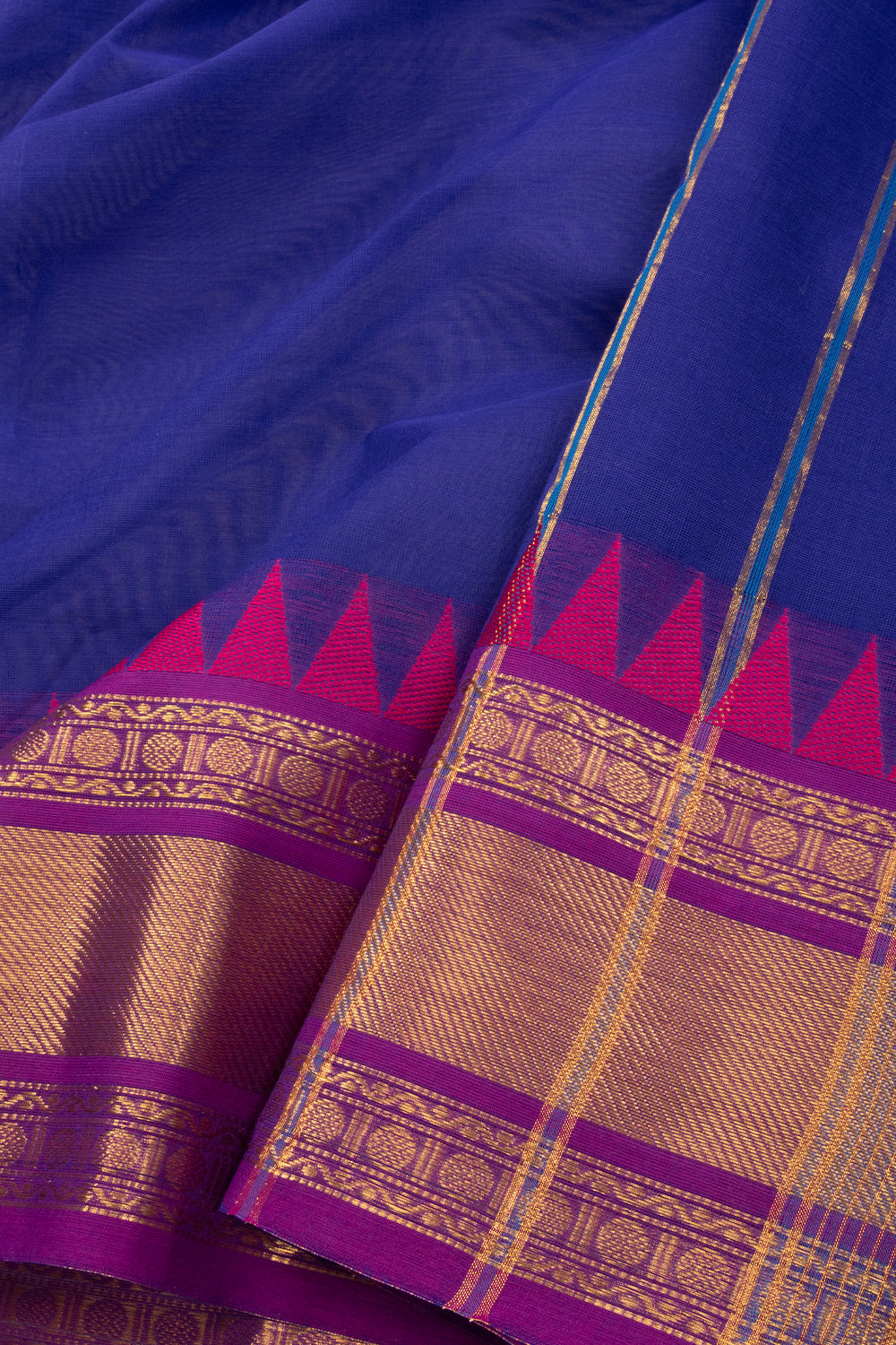 Blue Handloom Kanchi Cotton Saree