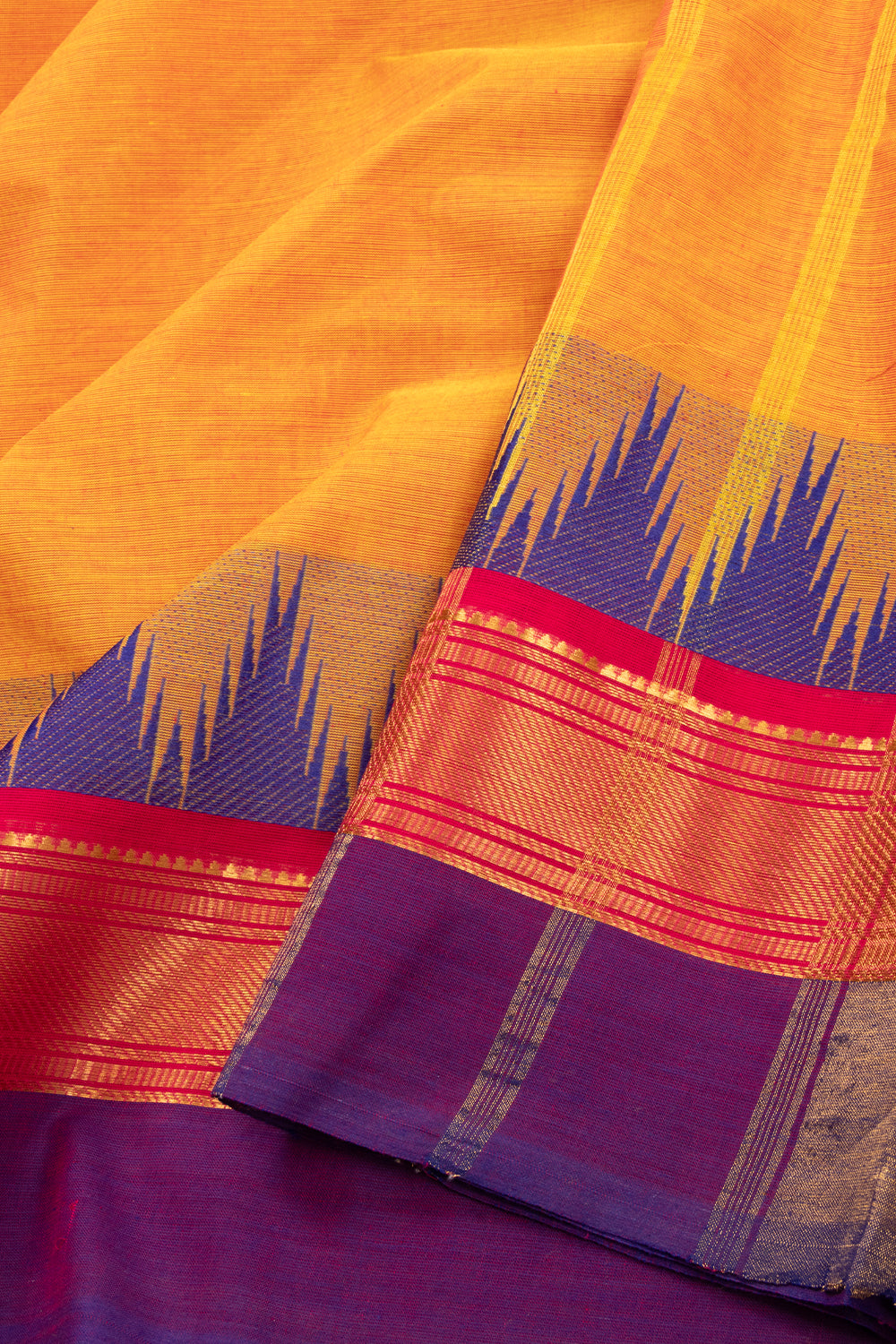 Orange Handloom Kanchi Cotton Saree 