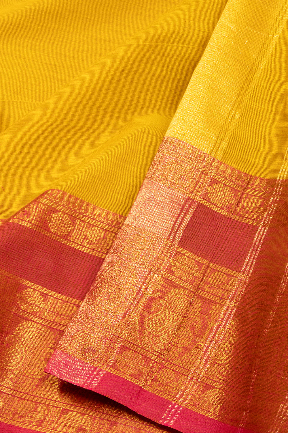 Yellow Handloom Kanchi Cotton Saree