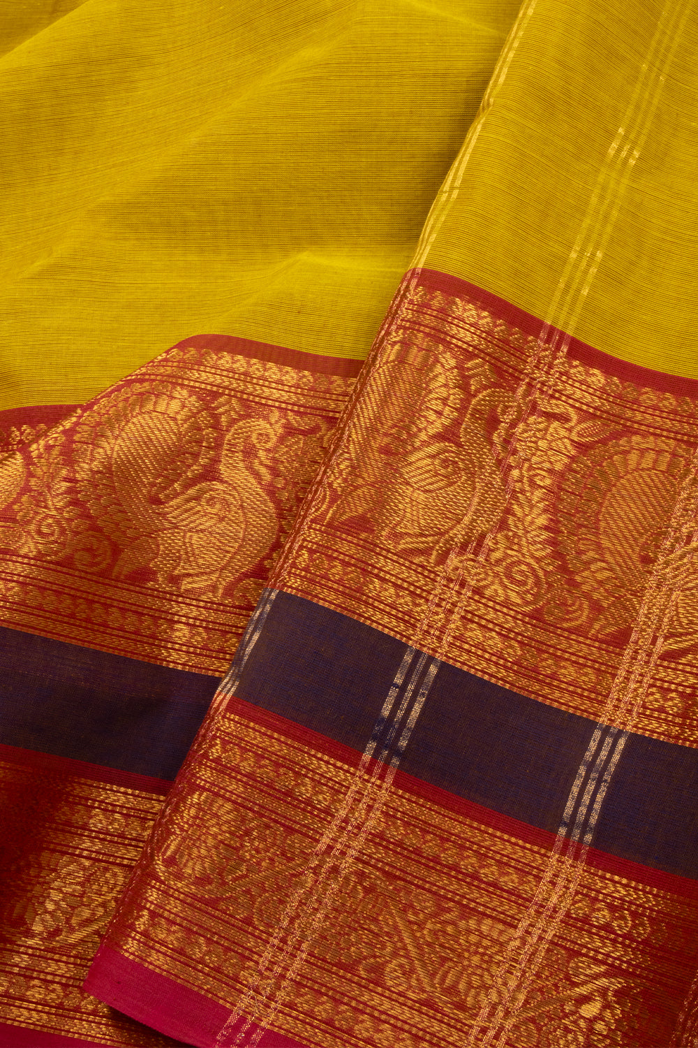 Yellow Handloom Kanchi Cotton Saree