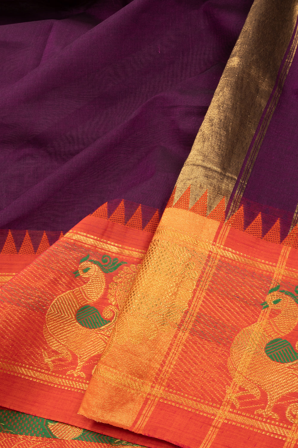 Purple Handloom Kanchi Cotton Saree 