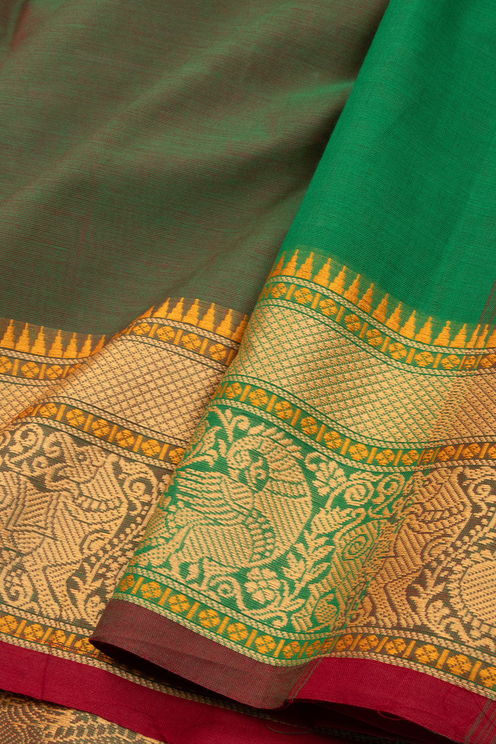 Green Handloom Kanchi Cotton Saree