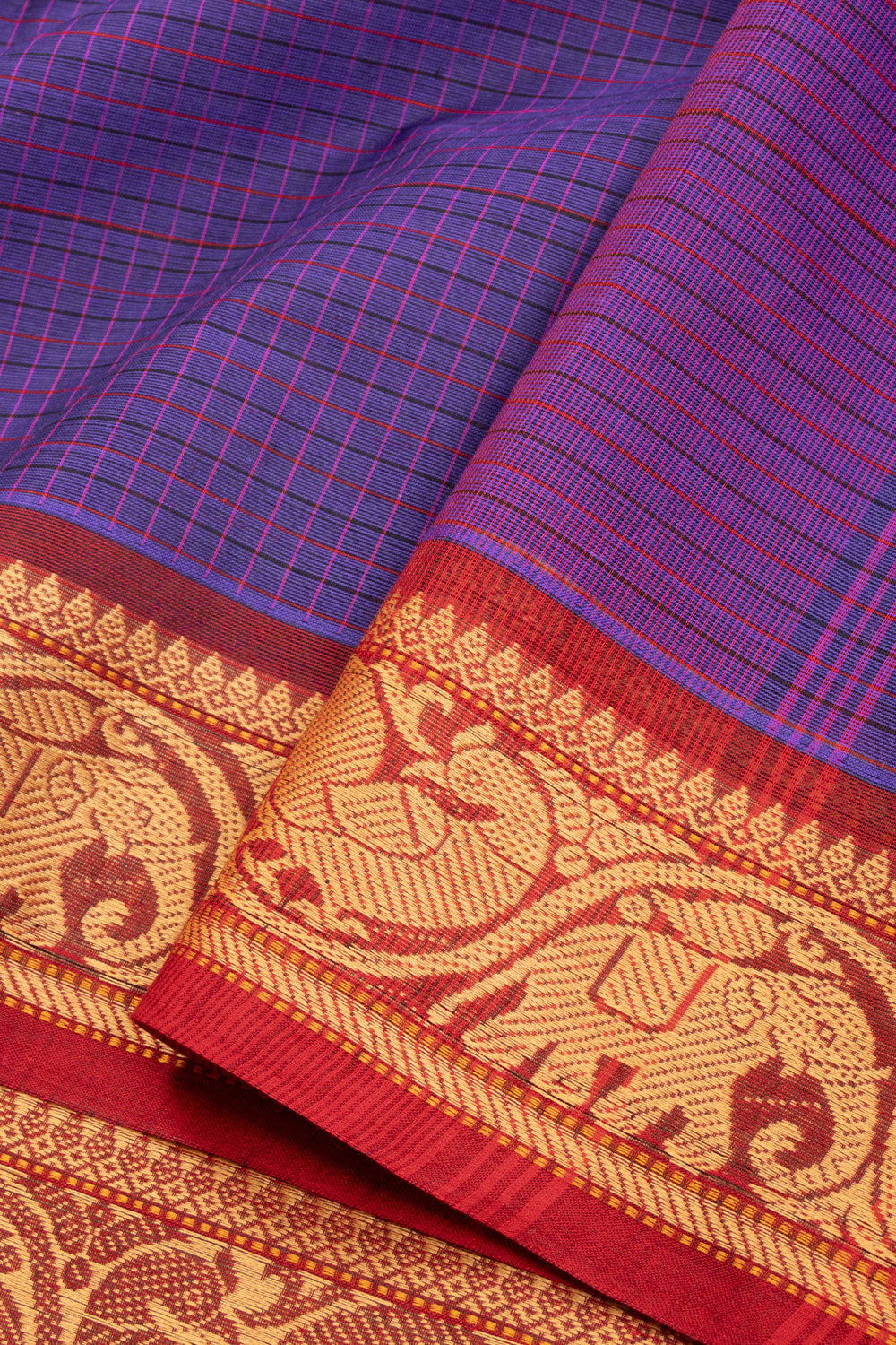 Violet Handloom Kanchi Cotton Saree 