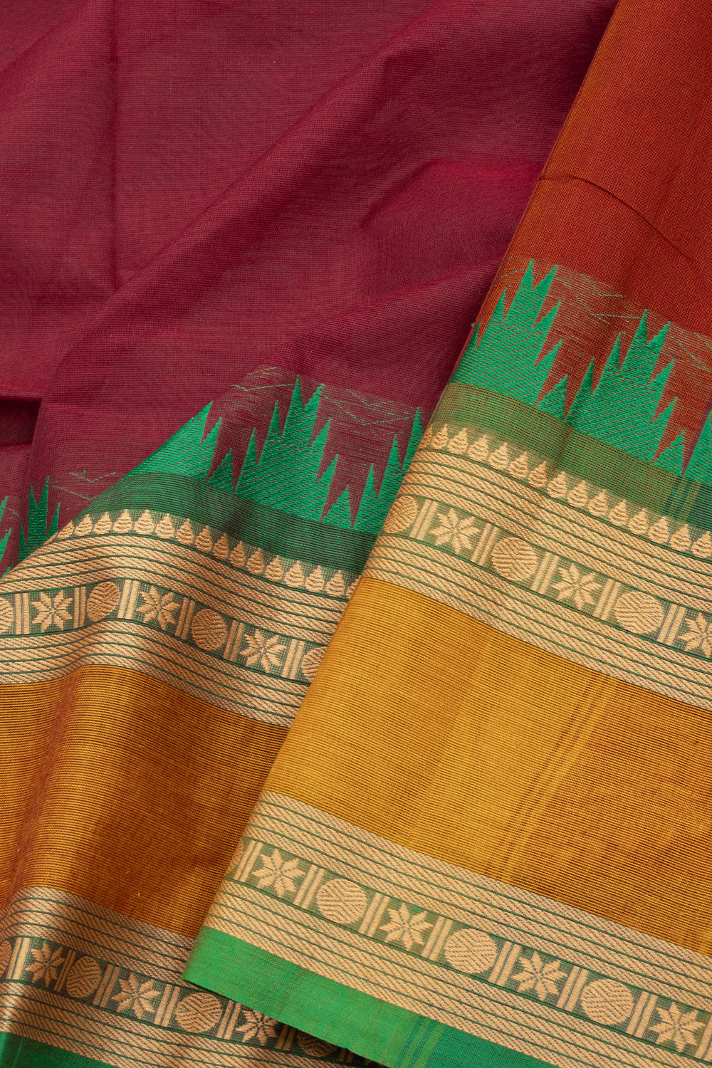 Maroon Handloom Kanchi Cotton Saree 10071785