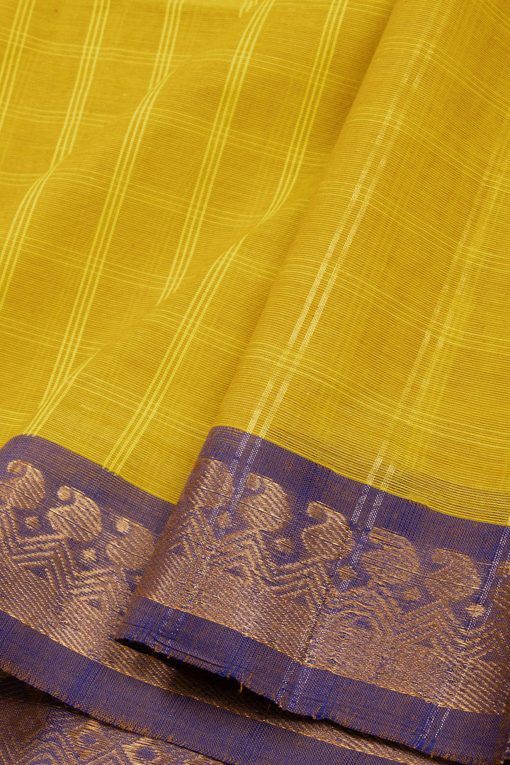 Yellow Handloom Kanchi Cotton Saree