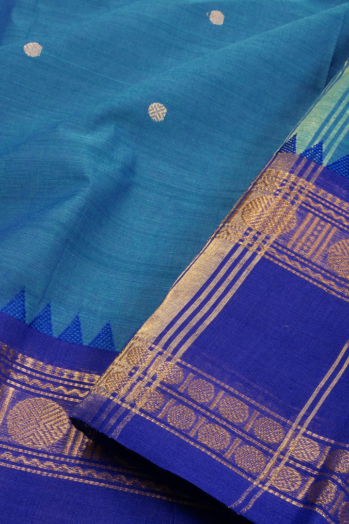 Blue Handloom Kanchi Cotton Saree