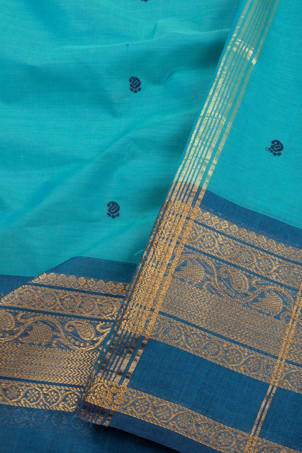 Blue Handloom Kanchi Cotton Saree