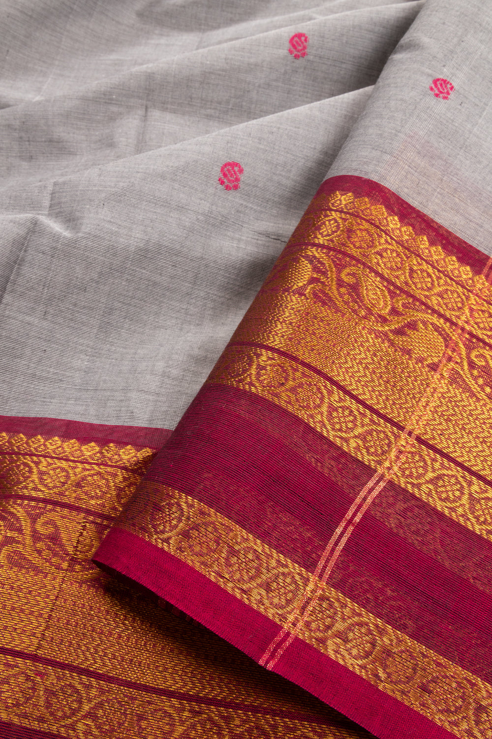 Grey Handloom Kanchi Cotton Saree 