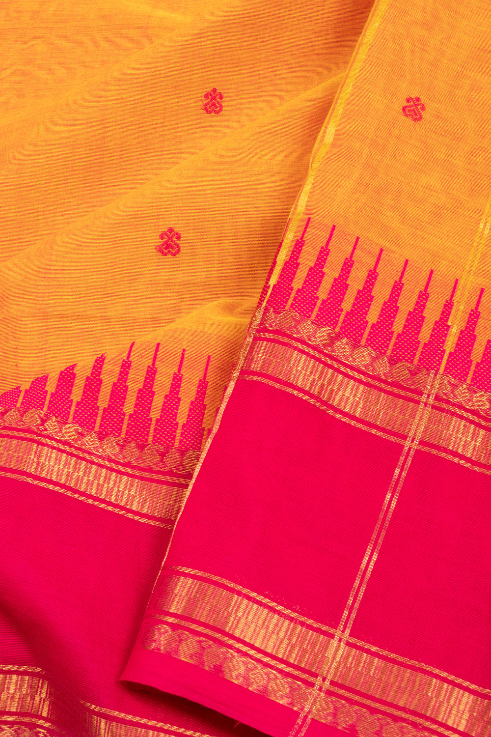 Orange Handloom Kanchi Cotton Saree