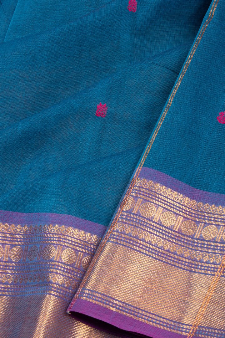 Blue Handloom Kanchi Cotton Saree