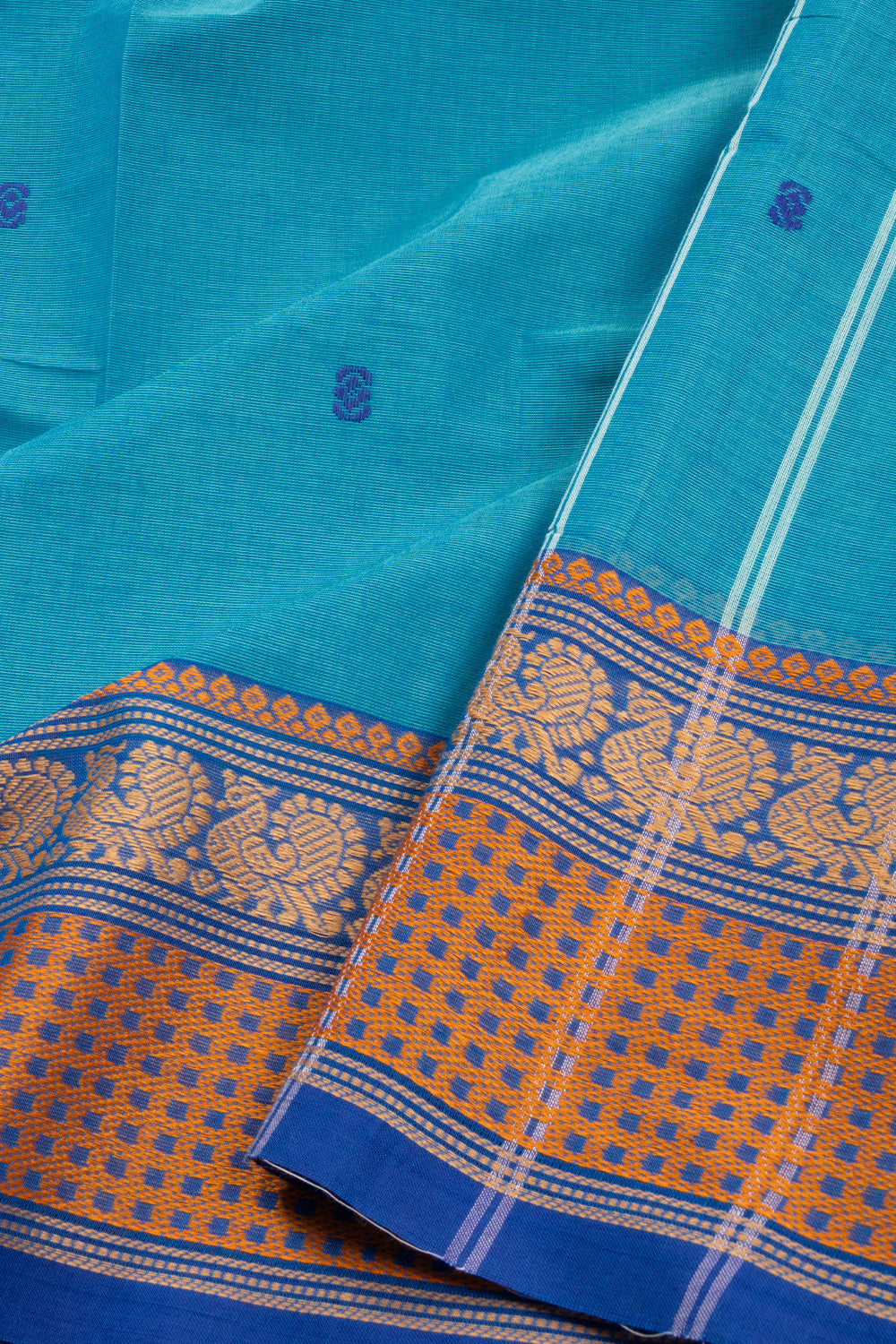 Blue Handloom Kanchi Cotton Saree