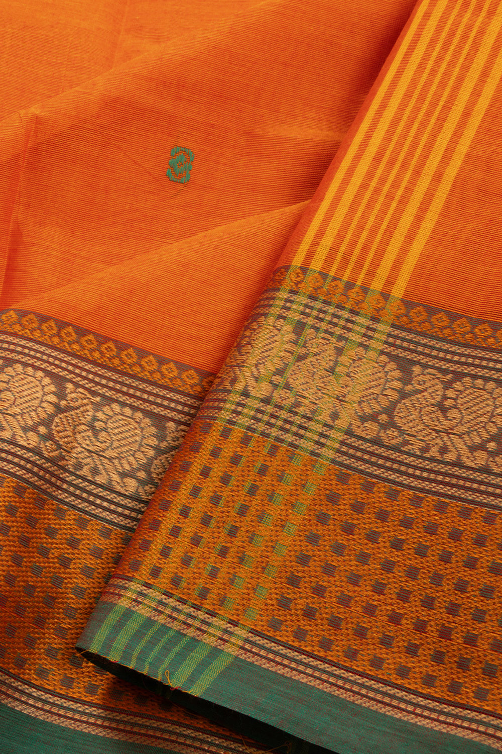 Orange Handloom Kanchi Cotton Saree