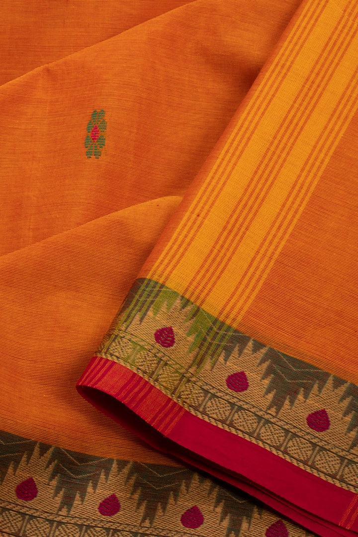 Orange Handloom Kanchi Cotton Saree