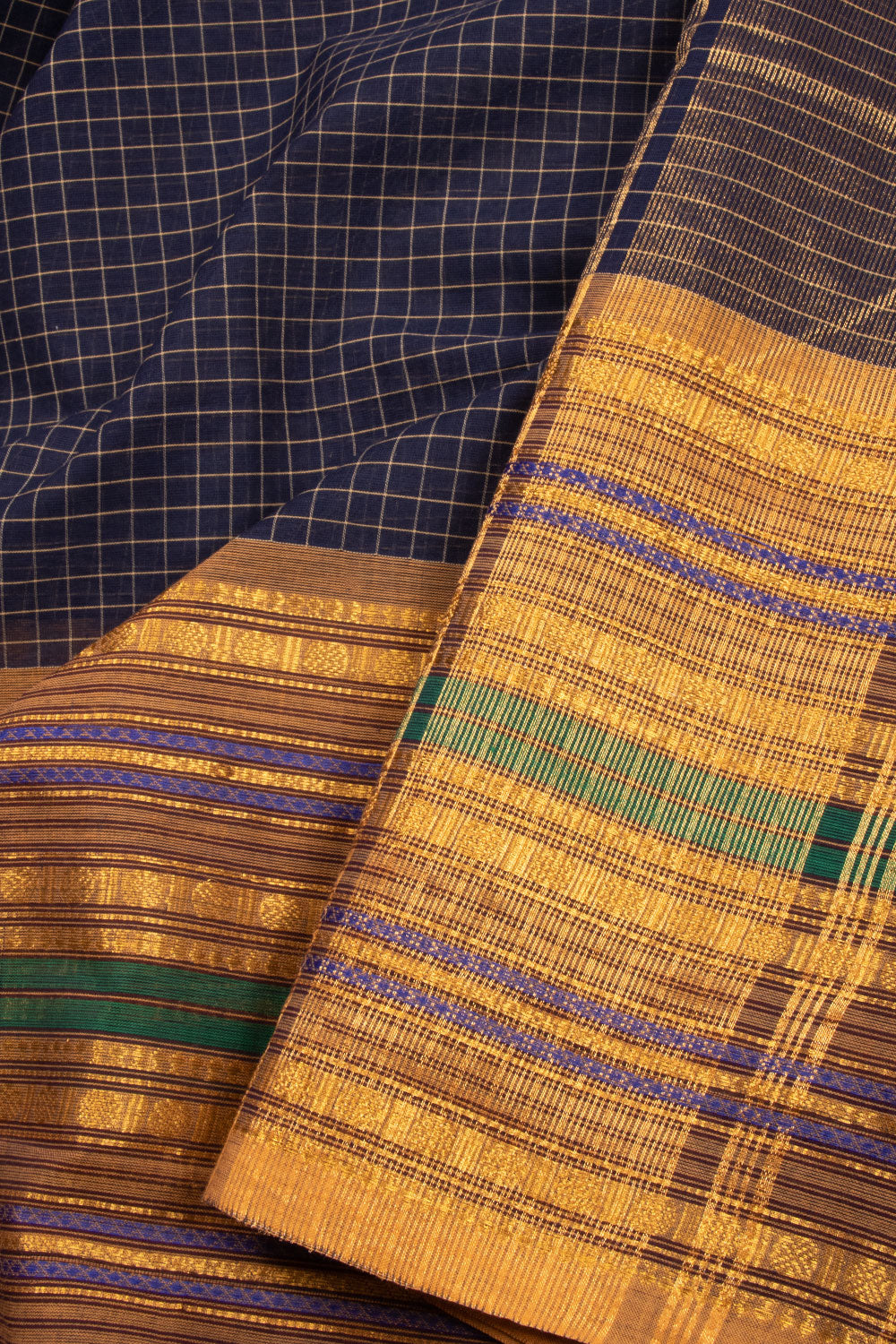 Blue Handloom Kanchi Cotton Saree