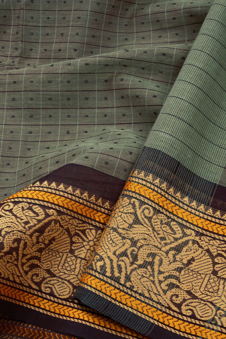 Grey Handloom Kanchi Cotton Saree 