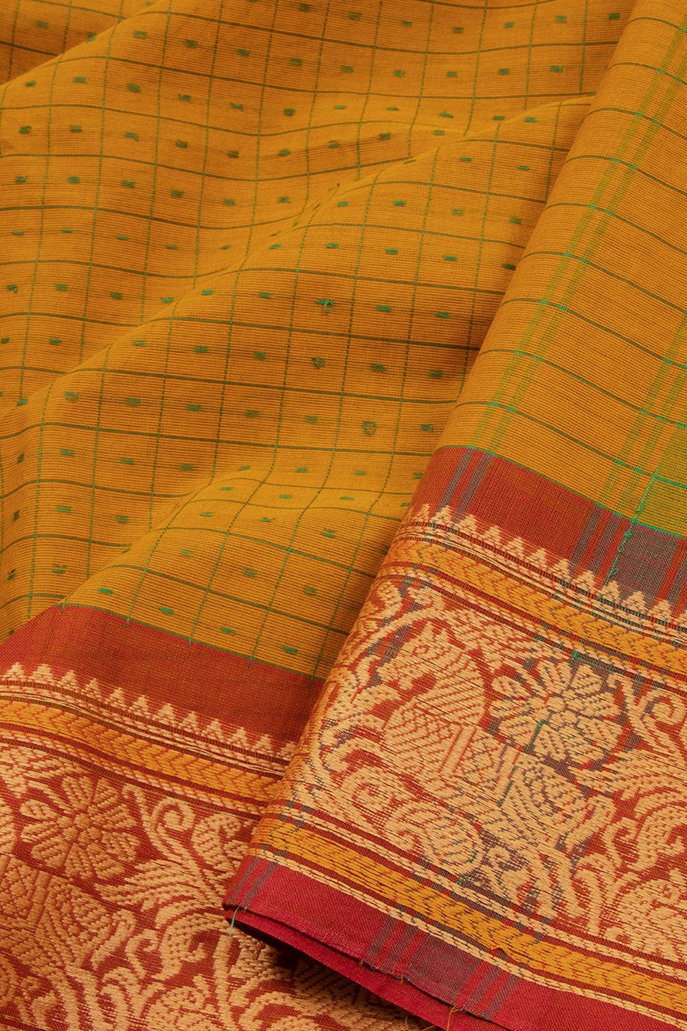 Yellow Handloom Kanchi Cotton Saree