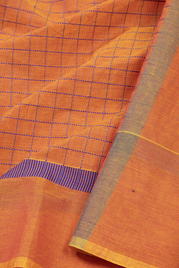 Orange Handloom Kanchi Cotton Saree