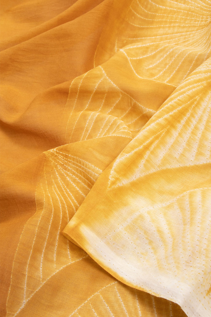 Yellow Shibori Mulmul Cotton Saree