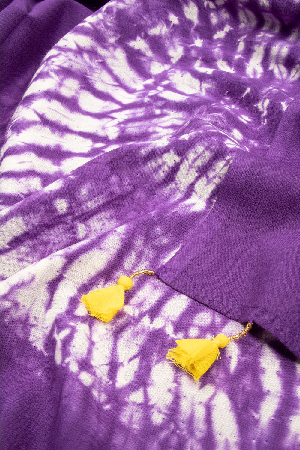 Purple Shibori Mulmul Cotton Saree Without Blouse