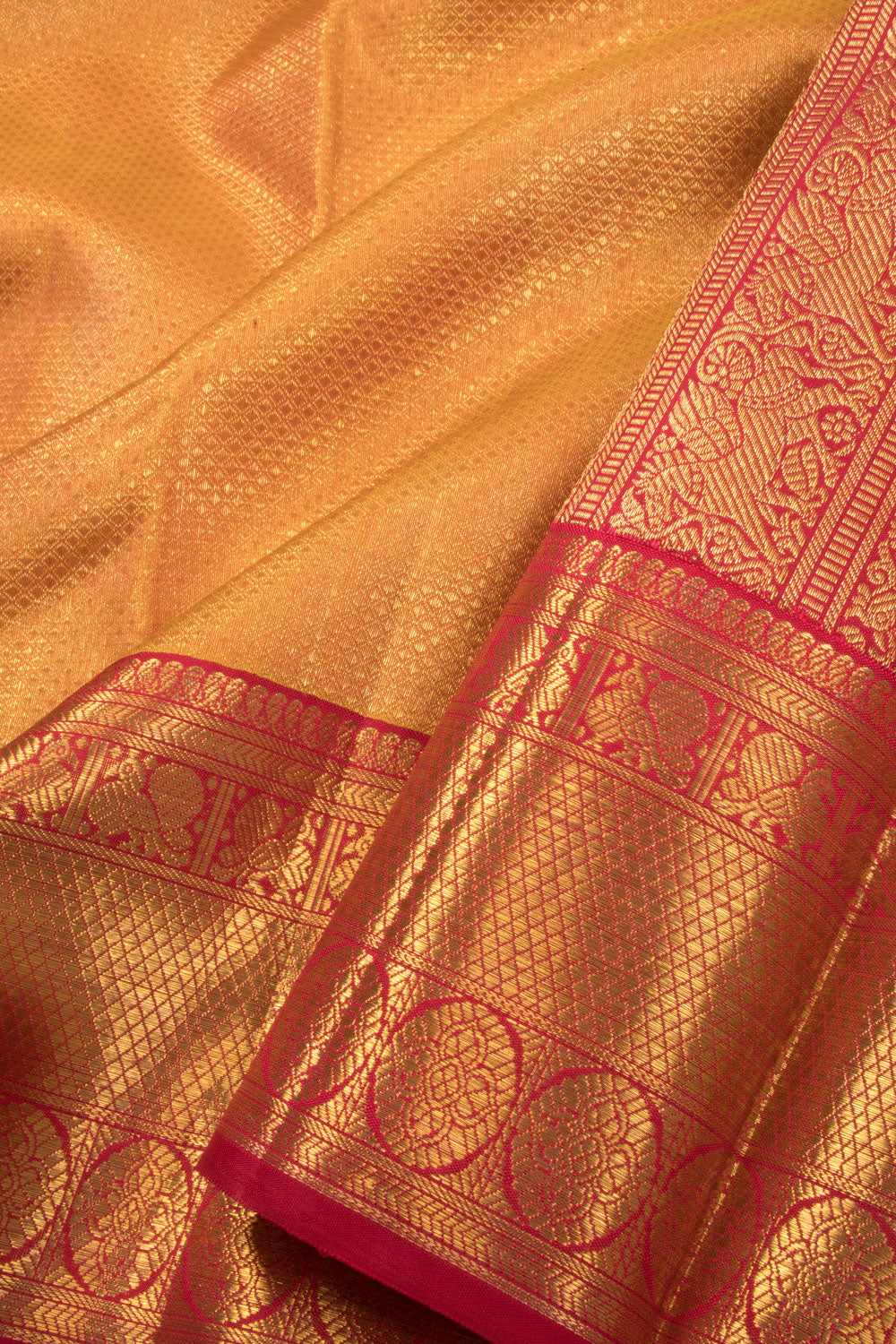 Golden Yellow Bridal Kanjivaram Silk Saree