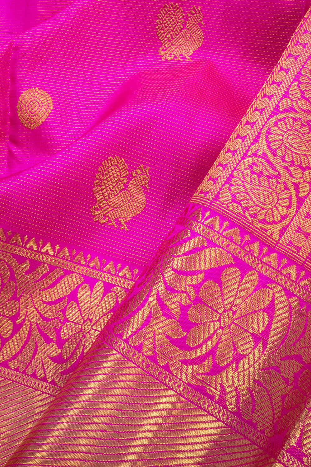 Hot Pink Vaira Oosi Bridal Kanjivaram Silk Saree 10070624