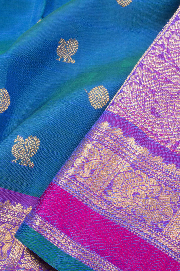 Peacock Blue Bridal Kanjivaram Silk Saree 10070631