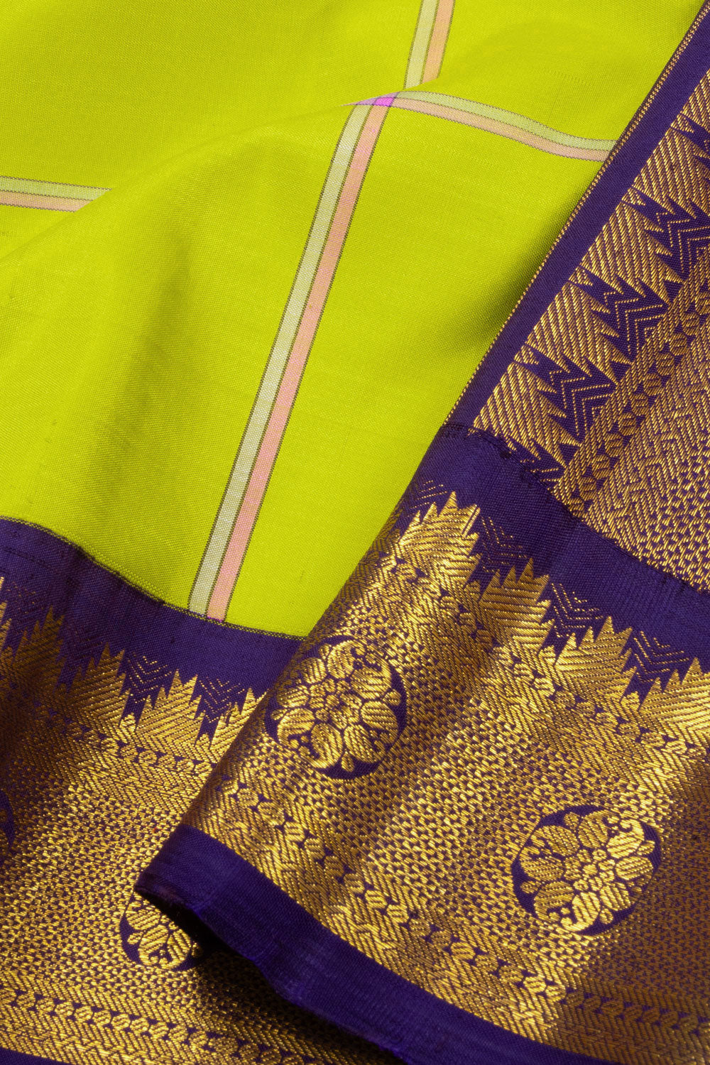 Yellow Checked Kanjivaram Silk Saree 10070638