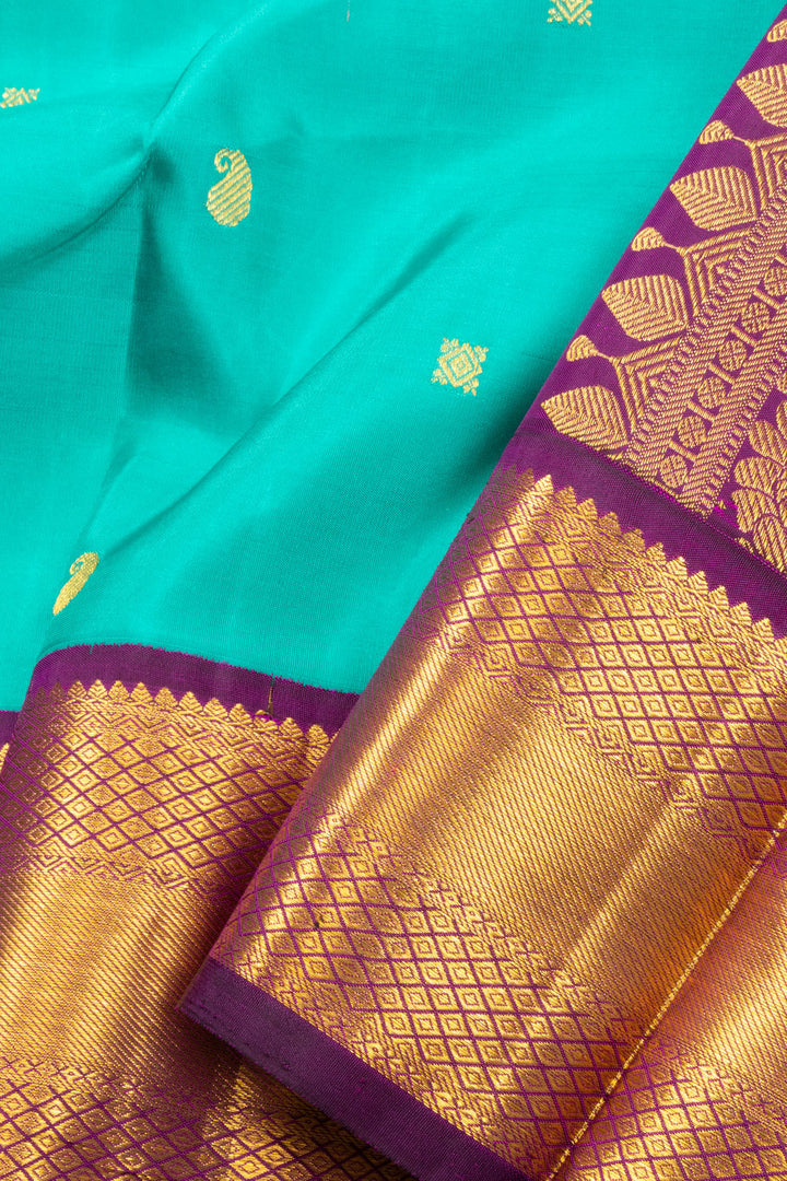 Aqua Blue Korvai Kanjivaram Silk Saree 10070639