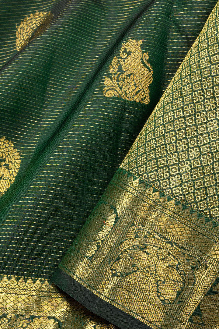 Green Handloom Vaira Oosi Bridal Kanjivaram Silk Saree 10070643