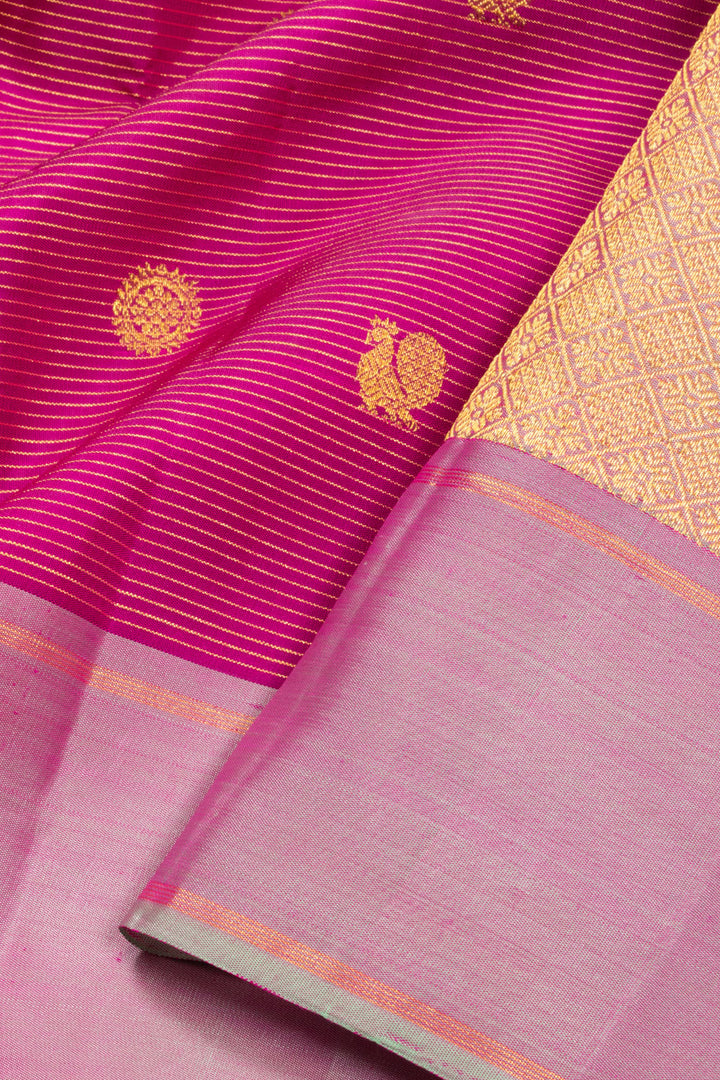 Pink Handloom Vaira Oosi Kanjivaram Silk Saree