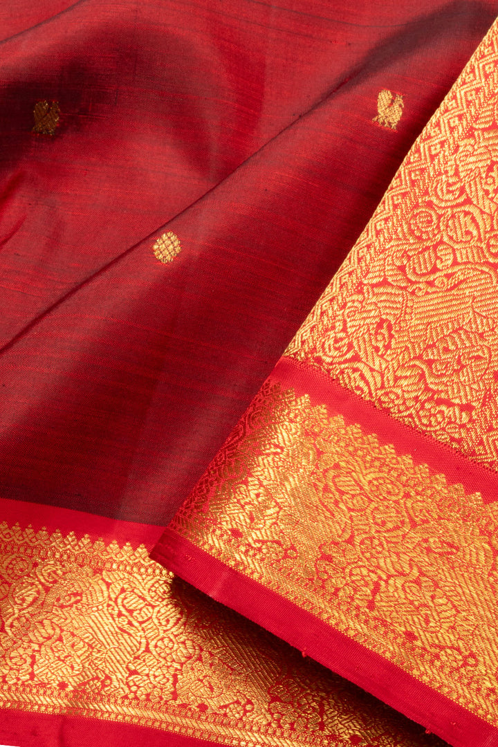 Scarlet Red Handloom Kanjivaram Silk Saree 10070669