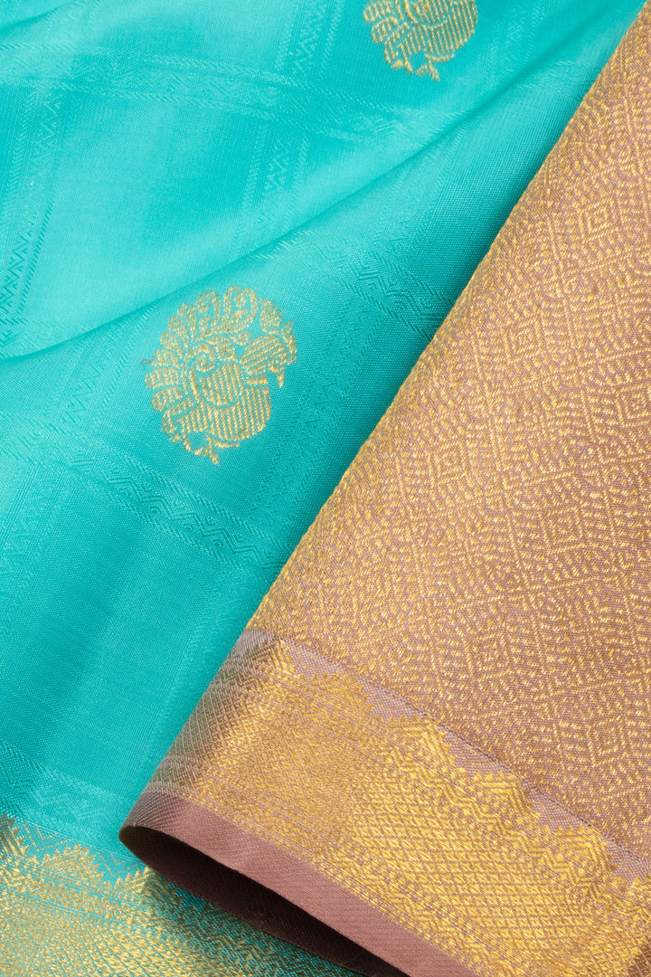 Aqua Blue Pure Silk Kanjivaram Saree 