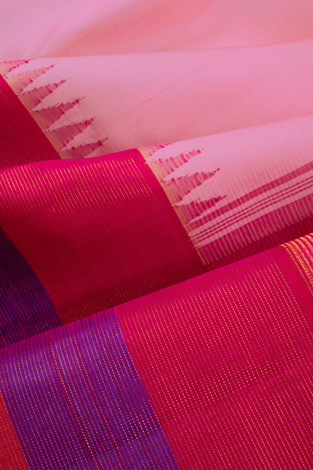 Pink Korvai Kanjivaram Silk Saree