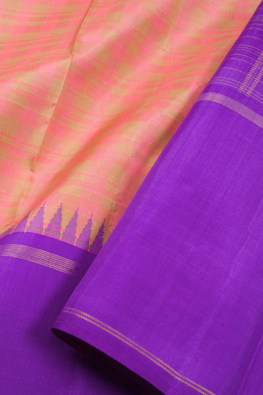 Peach Pai Kattam Korvai Silk Saree