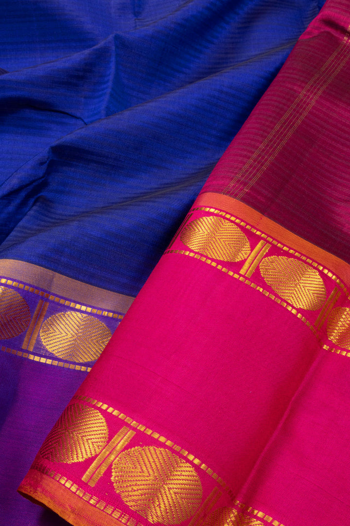 Blue Handloom Kanjivaram Soft Silk Saree 