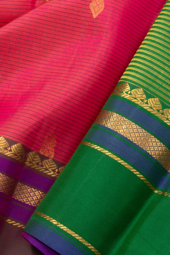 Peach Handloom Kanjivaram Pure Silk Saree