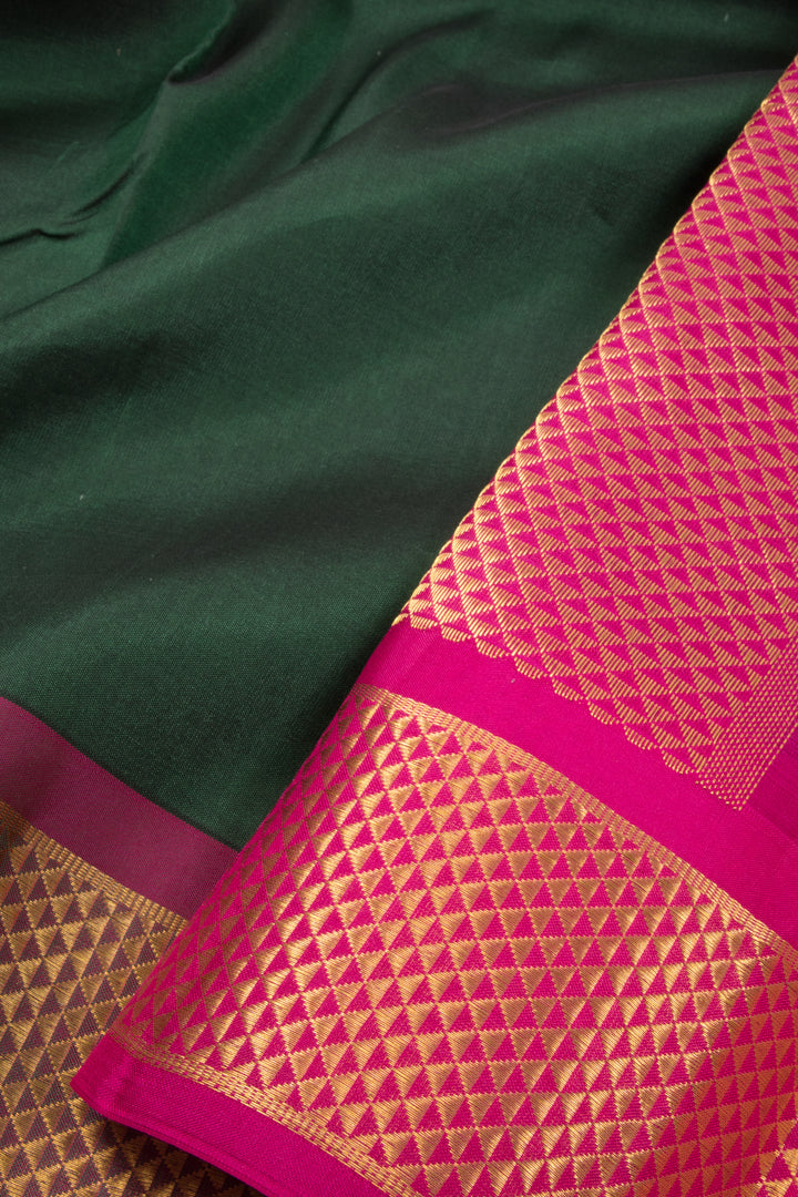 Pine Green Handloom Kanjivaram Pure Silk Saree