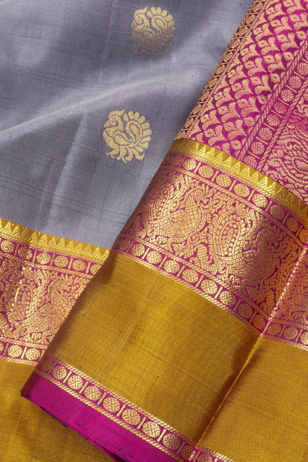 Grey Handloom Kanjivaram Silk Saree