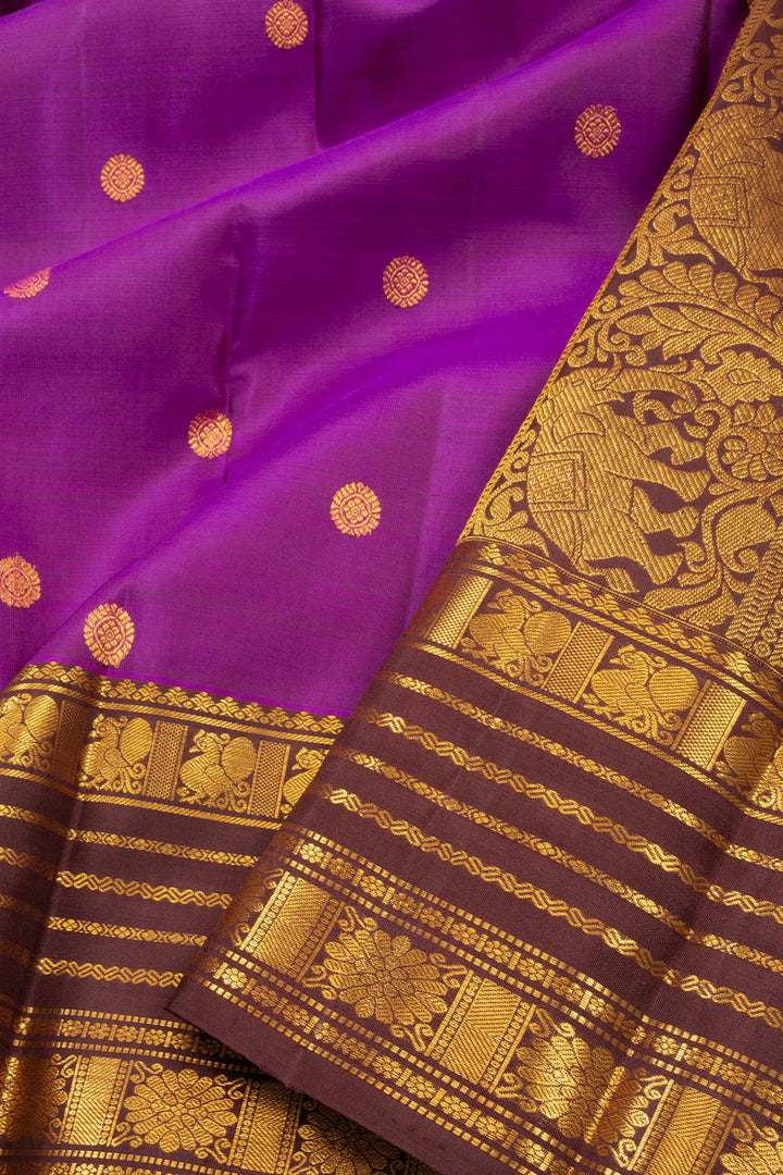 Purple Handloom Kanjivaram Pure Silk Saree 10072830