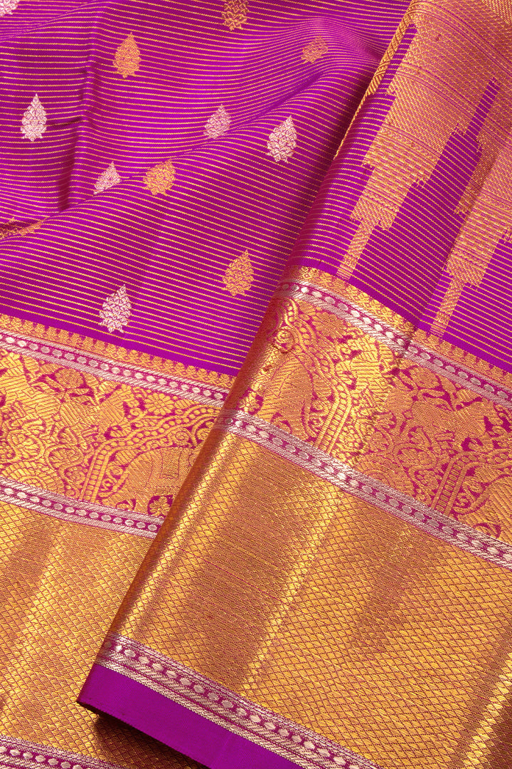 Purple Bridal Kanjivaram Pure Zari Silk Saree 10072862