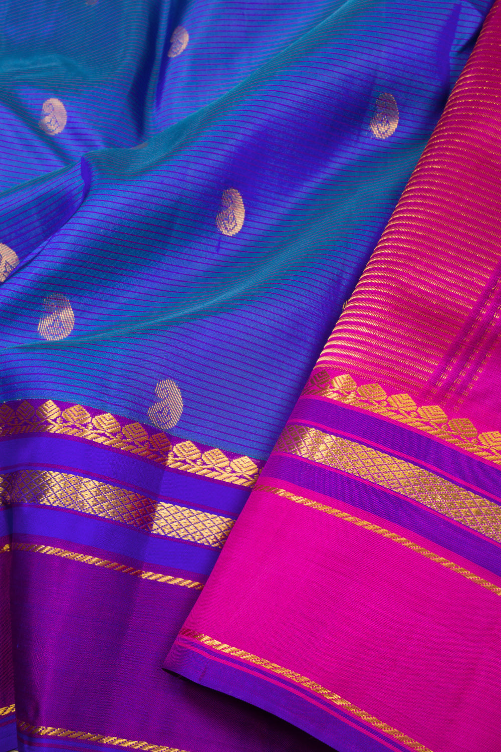 Blue Handloom Kanchipuram Pure Silk Saree 10072798