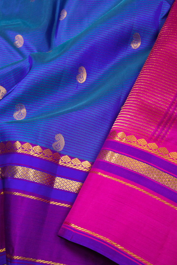 Blue Handloom Kanchipuram Pure Silk Saree 10072798