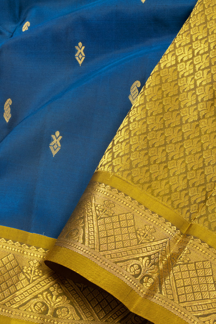 Blue Handloom Kanchipuram Pure Silk Saree 10072810