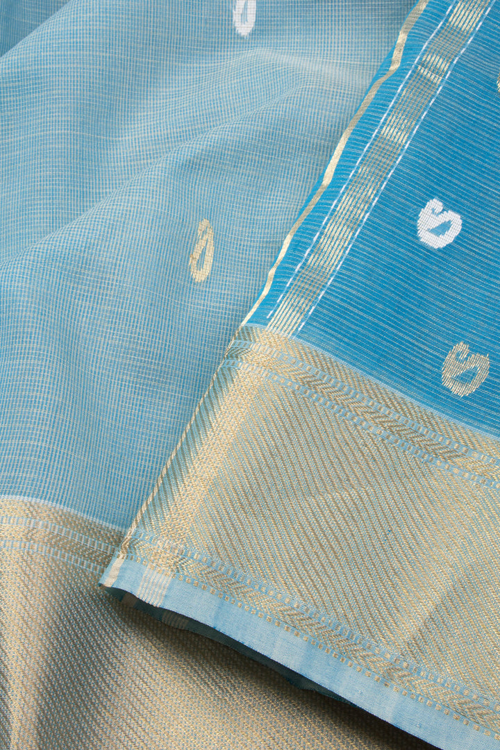 Blue Handloom Maheshwari Silk Cotton Saree 10073139