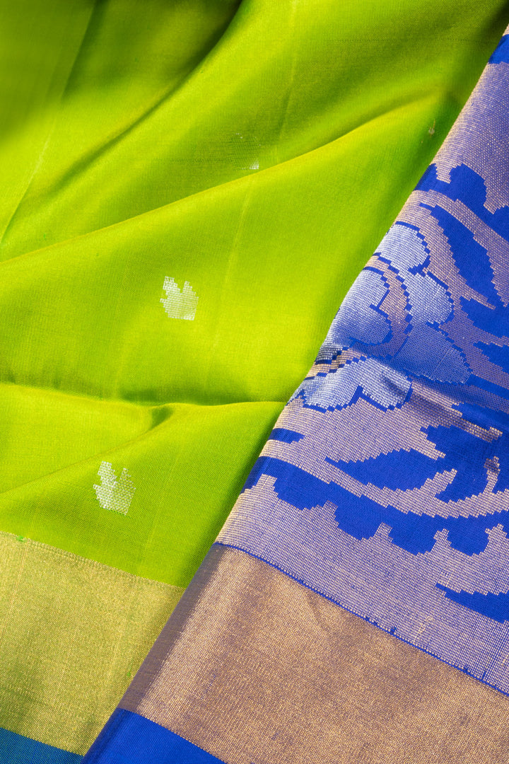 Lime Green Handloom Kanjivaram Soft Silk Saree 10070692 - Avishya