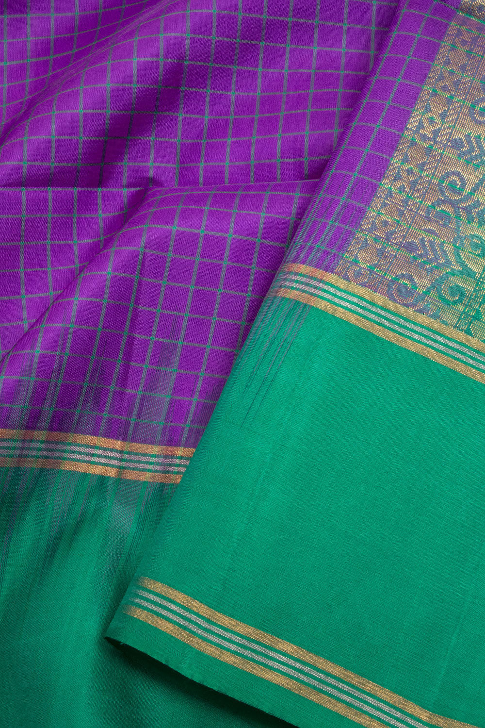 Purple Handloom Kanjivaram Silk Saree 10070696 - Avishya